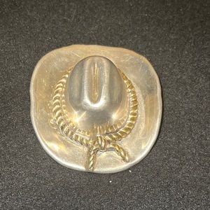 Designer Bat Ami Two Tone Sterling silver Cowboy Hat Pin Pendant.